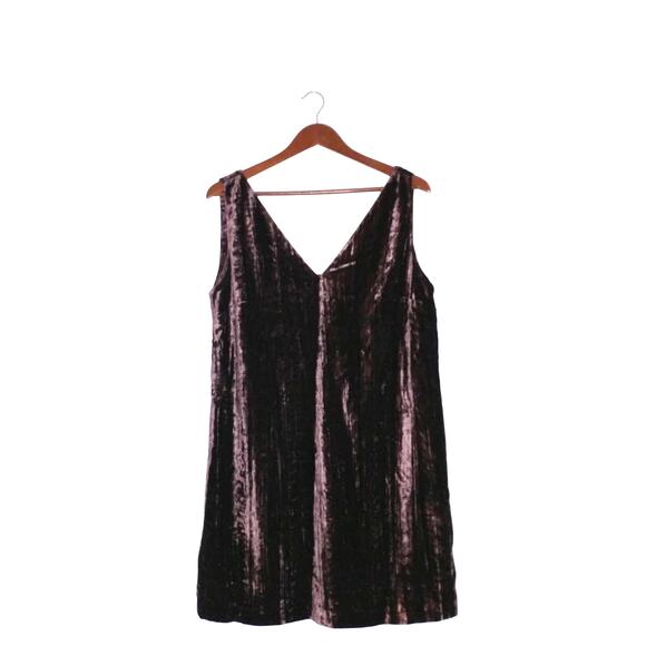 French Connection Women’s Purple Velvet Cocktail Dress Size 10 Double V-Neck - Picture 1 of 16